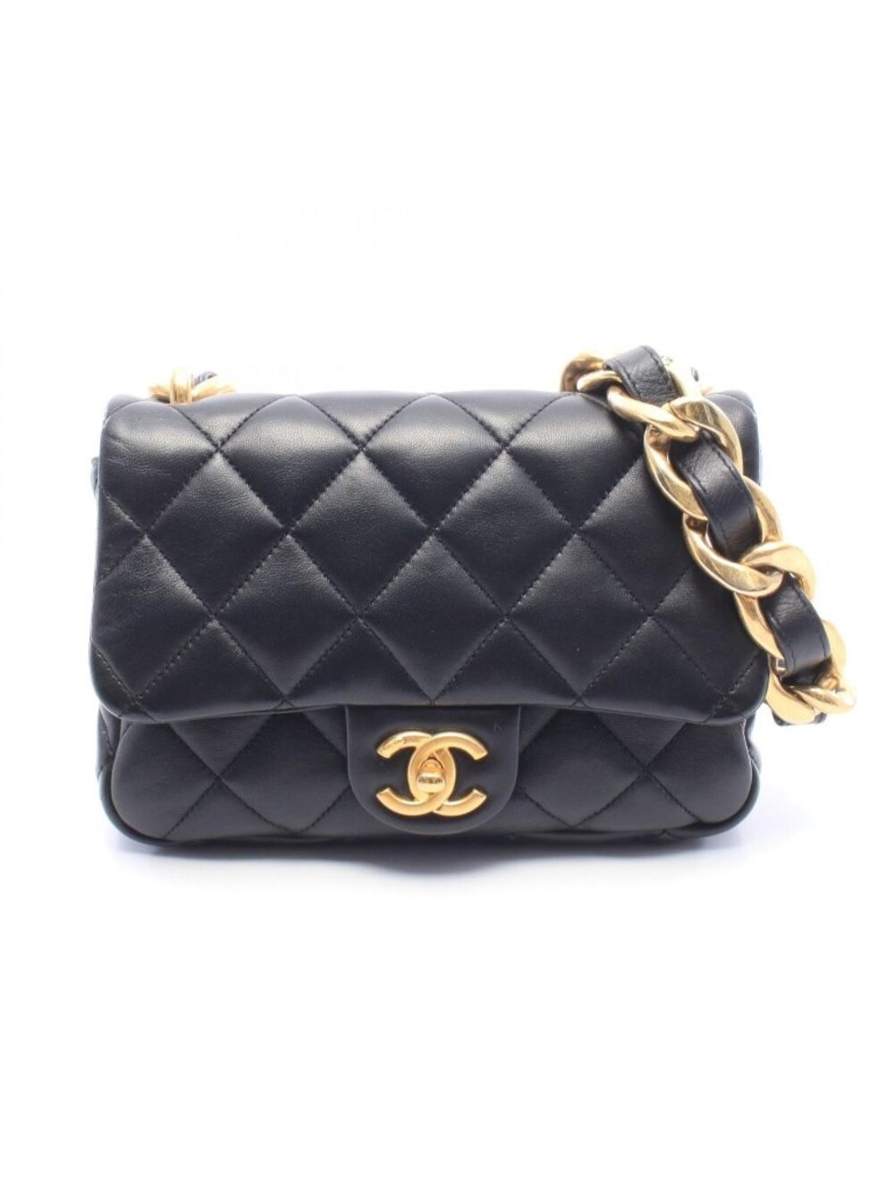Chanel Shoulder Bag Quilted Small Flap Black Leather Chain